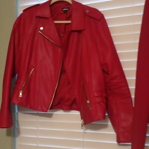 red leather jacket